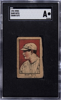 1921 W551 Babe Ruth, Hand Cut – SGC Authentic